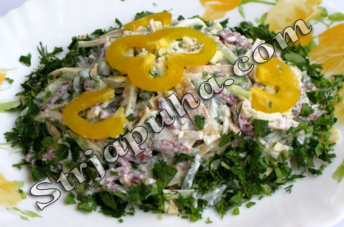 Баварский салат с блинами